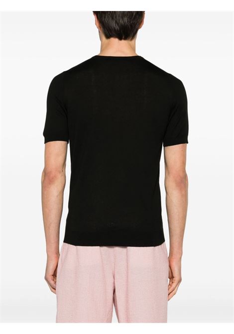 Black fine-knit T-shirt - men TAGLIATORE | JOSHGSE2403099