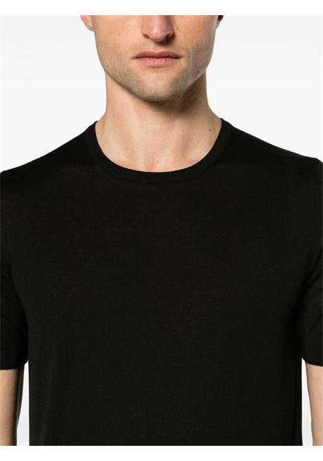 Black fine-knit T-shirt - men TAGLIATORE | JOSHGSE2403099