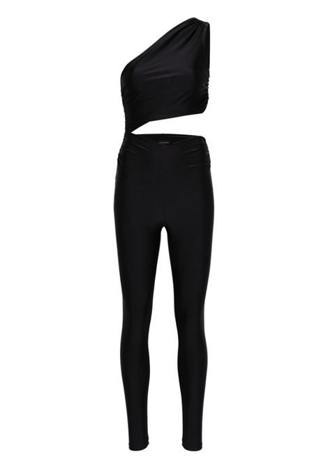 Black asymmetric off-shoulder jumpsuit - women THE ANDAMANE | T150120ATJP062BLK