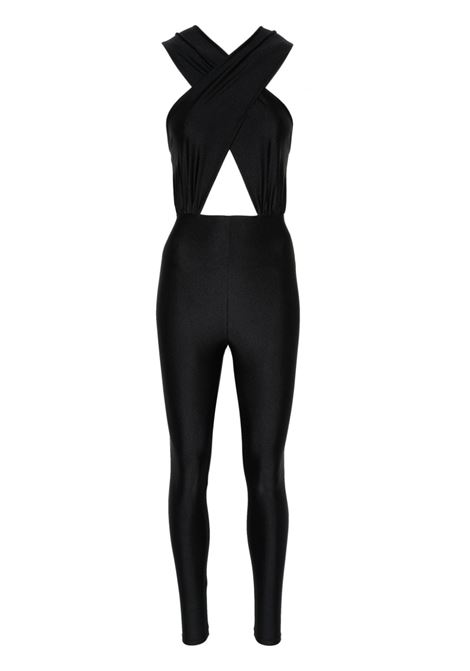 Black Hola crossover-neck jumpsuit - women THE ANDAMANE | T150135ATJP062BLK