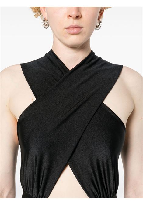 Black Hola crossover-neck jumpsuit - women THE ANDAMANE | T150135ATJP062BLK