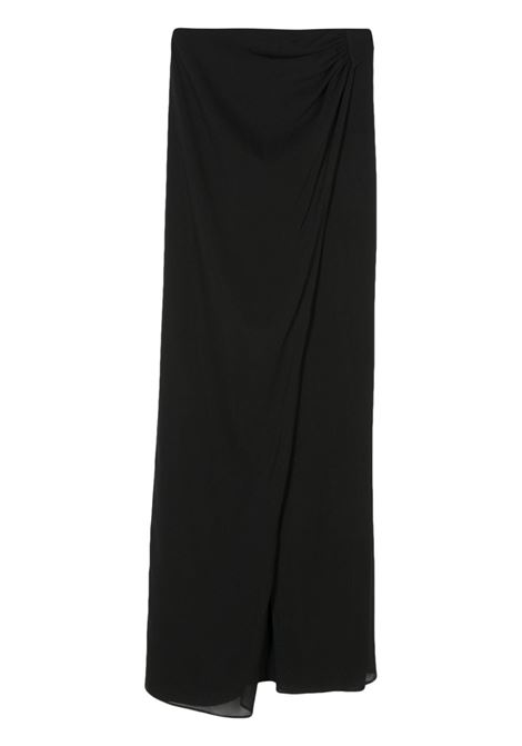 Black draped-detail high-waisted skirt - women