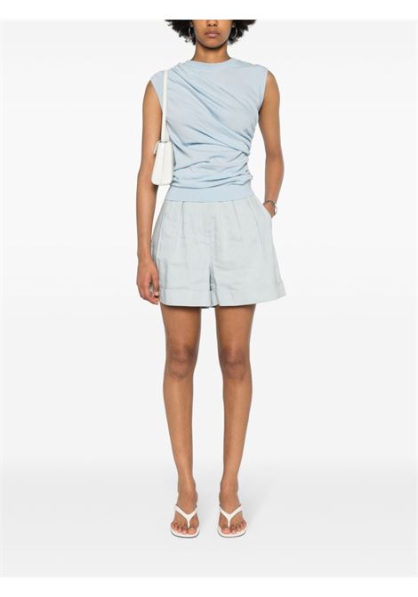 Light blue rina high-waisted shorts - women THE ANDAMANE | TM150435ATNL009LGHTDNM