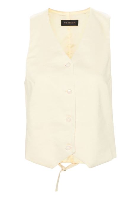 Yellow Pauline slub-texture vest - women THE ANDAMANE | TM150911ATNL009YLLW
