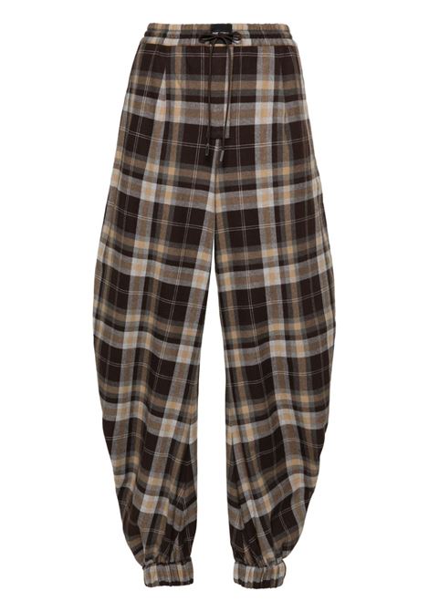 Brown checked track trousers - women