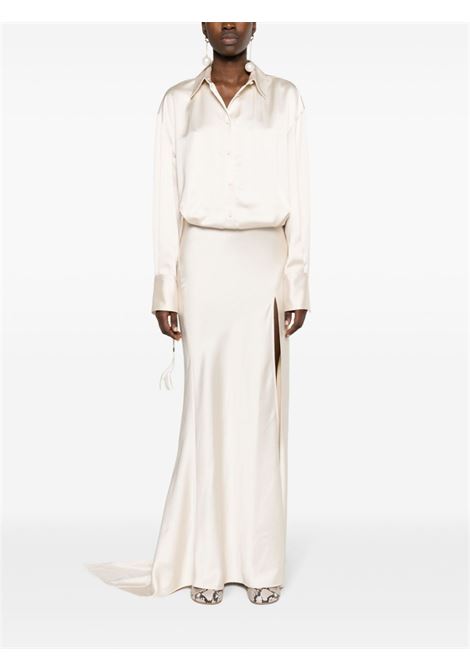 White long-sleeve satin gown - women THE ATTICO | 242WCW100E093043