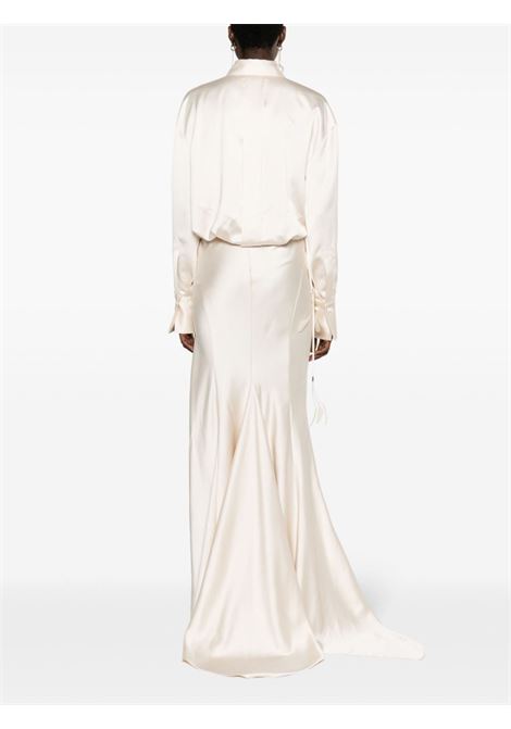 White long-sleeve satin gown - women THE ATTICO | 242WCW100E093043