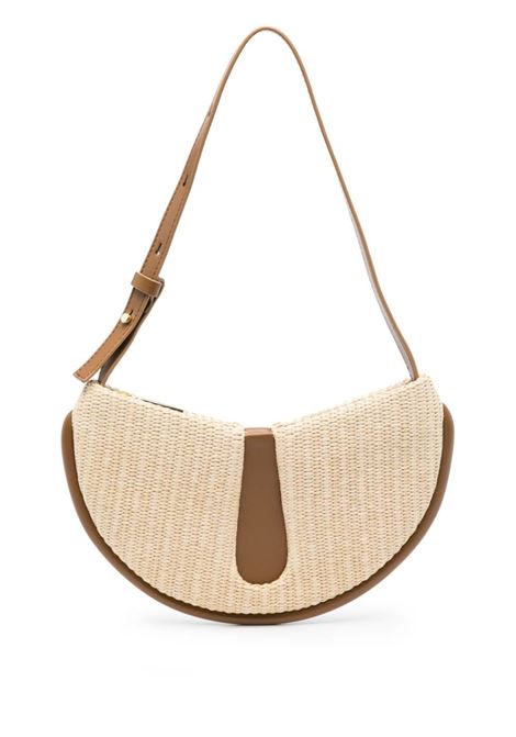 Beige and brown ebe straw shoulder bag - women