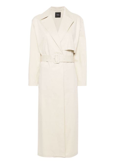 Sand beige belted maxi trench coat - women THEORY | O0104404E0S