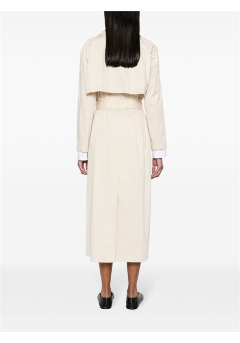 Sand beige belted maxi trench coat - women THEORY | O0104404E0S