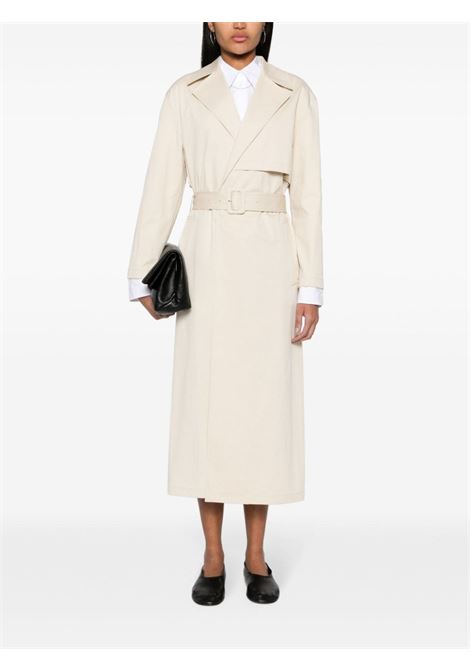 Sand beige belted maxi trench coat - women THEORY | O0104404E0S