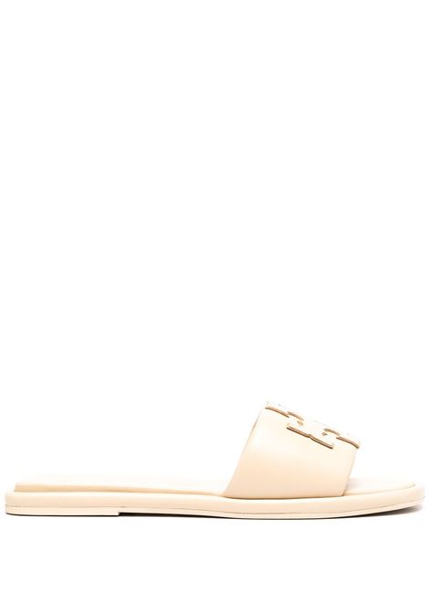 Ciabatte doppia t in beige - donna