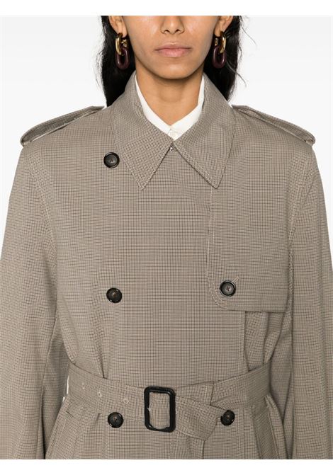 Beige check-pattern belted trench coat - women TOTEME | 241WRO977FB0056P907