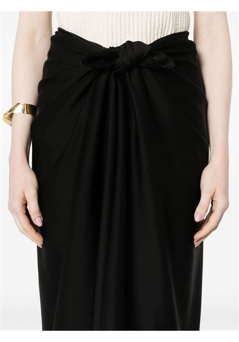 Black knot-detail satin midi skirt - women TOTEME | 242WRB1713FB0160001