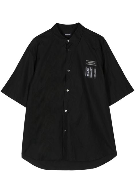 Black logo-tag shirt - men