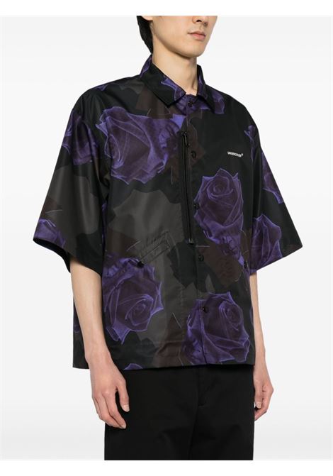 Camicia con stampa in nero e viola - uomo UNDERCOVER | UP1D4406BLK