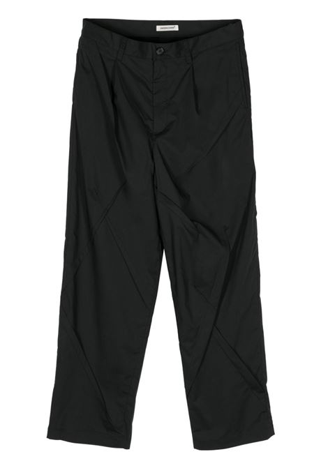 Black seamed straight-leg trousers - men