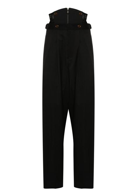 Black long macca corset trousers - women