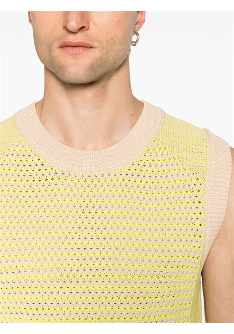 Yellow Unity striped crochet-knit vest - men WALES BONNER | MS24KN05PL041670