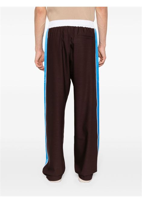 Pantaloni dritti con righe laterali in marrone e blu - uomo WALES BONNER | MS24TR01WO06899