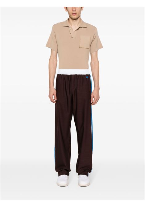 Brown and blue stripe-detail straight-leg trousers - men WALES BONNER | MS24TR01WO06899