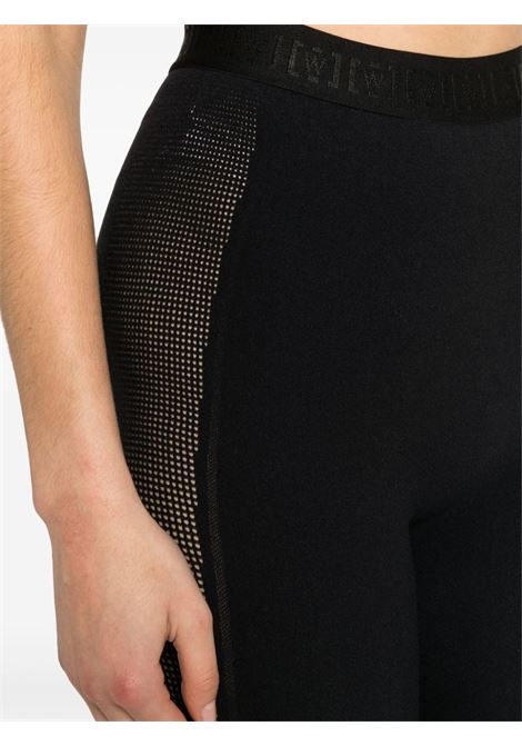 Black logo-waistband perforated leggings - men WOLFORD | 194407005