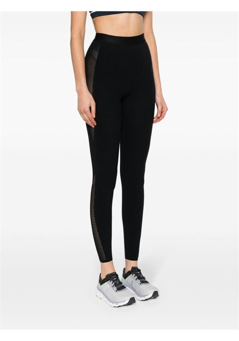 Black logo-waistband perforated leggings - men WOLFORD | 194407005