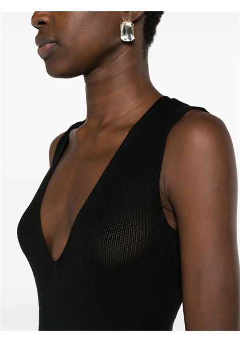 Black V-neck ribbed bodysuit - women WOLFORD | 792967005