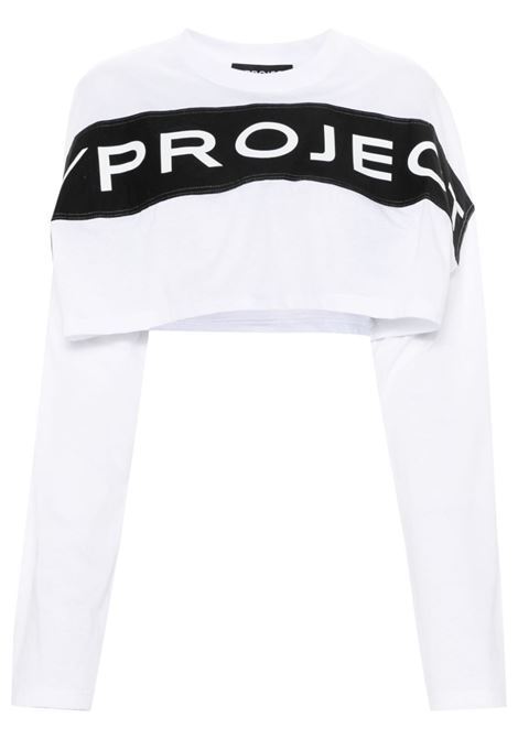 Top crop a maniche lunghe in bianco e nero Y/Project - donna Y/PROJECT | 204TS013OPTCWHT
