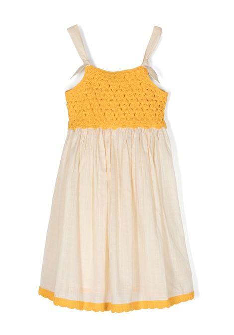 Yellow Junie crochet-knit flared dress - kids