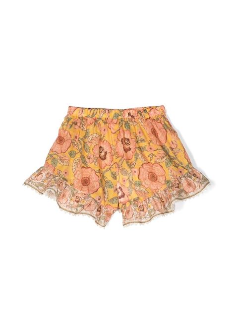 Yellow and multicolour Junie floral-print ruffle-trim shorts - kids ZIMMERMANN kids | 8959ARS243PIYEF