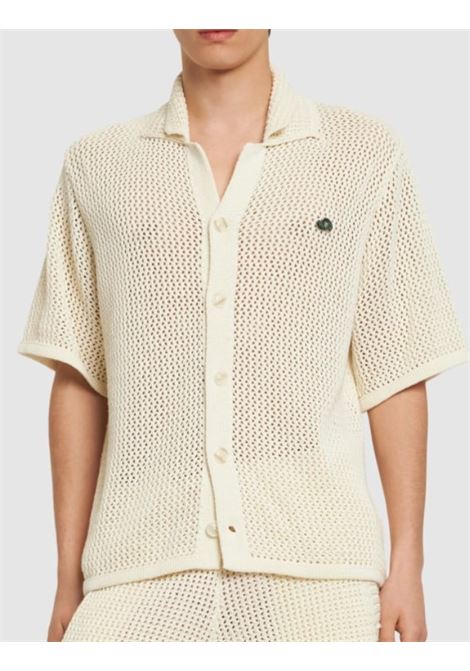 Camicia in maglia crochet con logo in beige Garment Workshop - uomo GARMENT WORKSHOP | 034346GW018