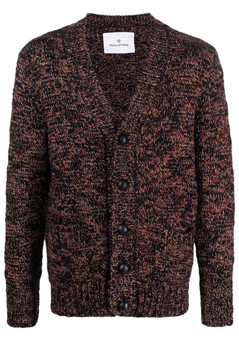 Cardigan con scollo a V in bordeaux - uomo