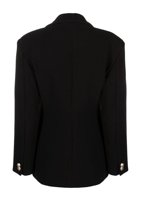 Black notched-lapels single-breasted blazer - women AMEN | AMW23103009