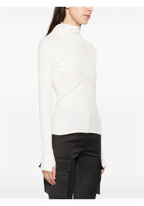 White ribbed hooded top - women ANDREADAMO | ADPF23TO157700060