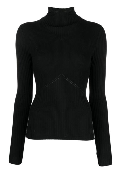 Black balaclava-hood ribbed jumper - women ANDREADAMO | ADPF23TO157700473