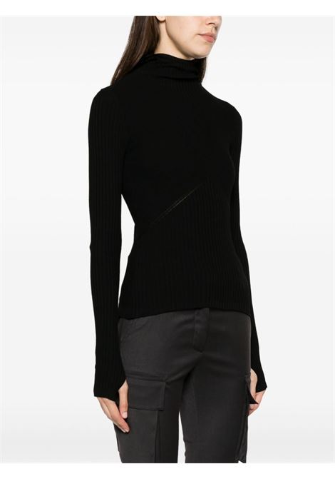 Black balaclava-hood ribbed jumper - women ANDREADAMO | ADPF23TO157700473