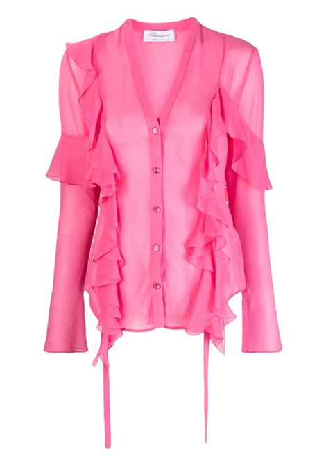 Pink ruffled semi-sheer  blouse - women BLUMARINE | A322C234AN0731