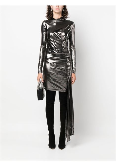 Silver draped metallic long-sleeve dress - women BLUMARINE | A344A060AN0992