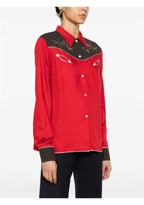 Red Jumper Western embroidered-star shirt - women BODE | WRF23SH009RD