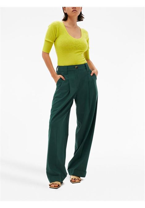 Green pleat-detail trousers  - women GANNI | F7888519