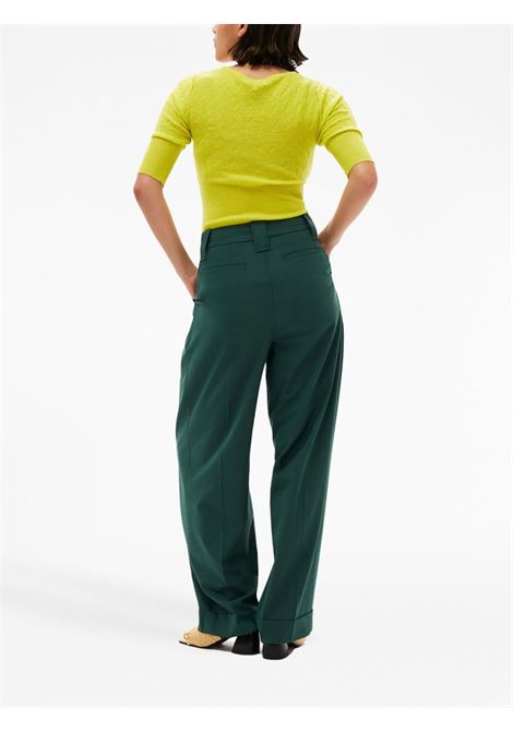 Green pleat-detail trousers  - women GANNI | F7888519