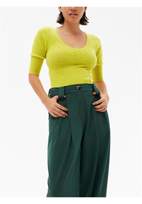 Green pleat-detail trousers  - women GANNI | F7888519