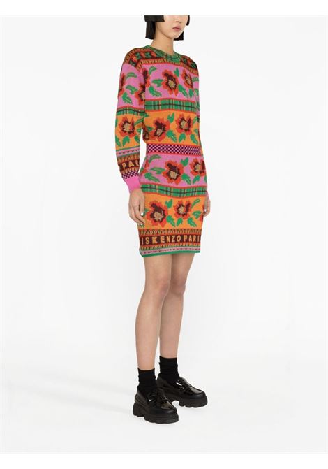 Multicolored Fair Isle-intarsia knitted dress - women KENZO | FD62RO4203CJ22