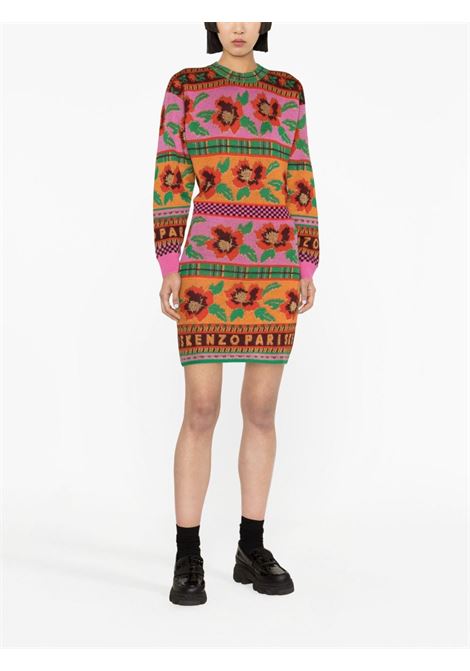 Multicolored Fair Isle-intarsia knitted dress - women KENZO | FD62RO4203CJ22