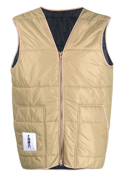 Gilet imbottito con scollo a V in beige - uomo