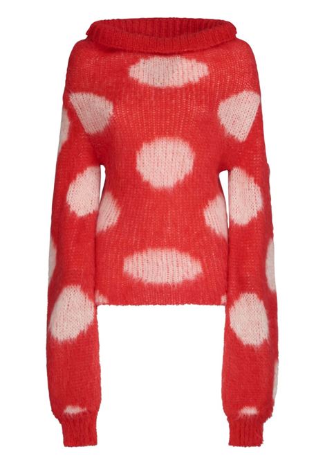 Red polka-dot intarsia knit sweater - women MARNI | GCMD0485Q0UFU160DOR67