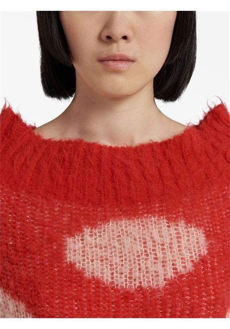 Red polka-dot intarsia knit sweater - women MARNI | GCMD0485Q0UFU160DOR67