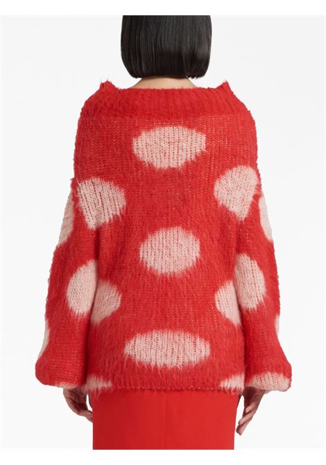 Red polka-dot intarsia knit sweater - women MARNI | GCMD0485Q0UFU160DOR67