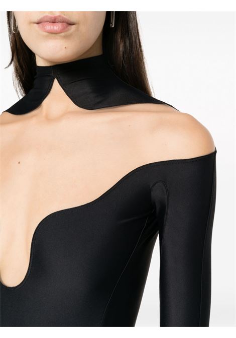 Black illusion logo-plaque bodysuit - women MUGLER | 23W1BO0210842B99N1